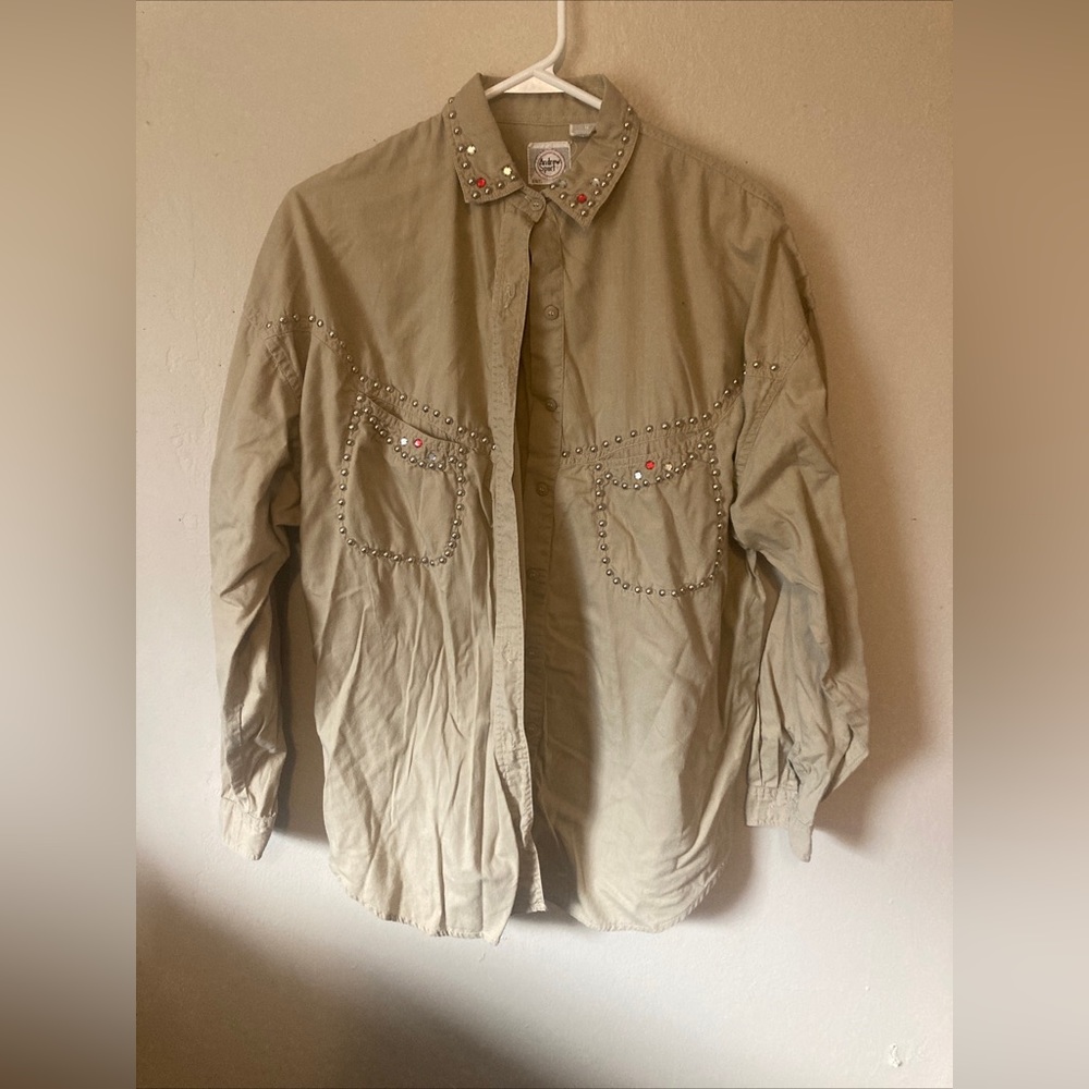 Andrew sport women’s button up top with rhinestones size medium